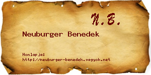 Neuburger Benedek névjegykártya
